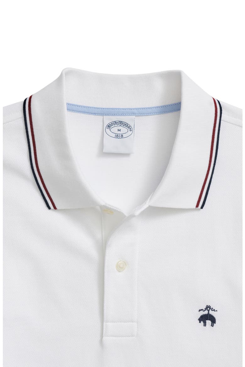 Tipped Zip Cotton Knit Piqué Polo, Alternate, color, WHITE