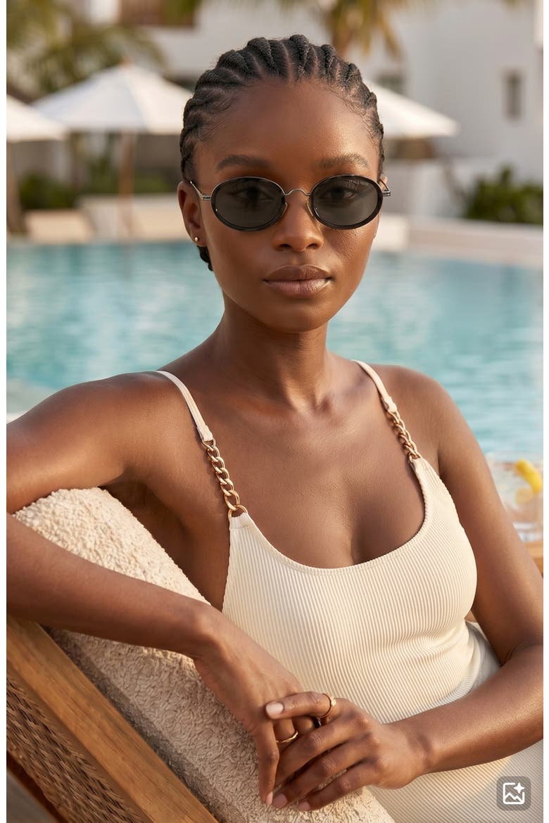 Ciel 64mm Oversize Oval Sunglasses, Alternate, color, BLACK