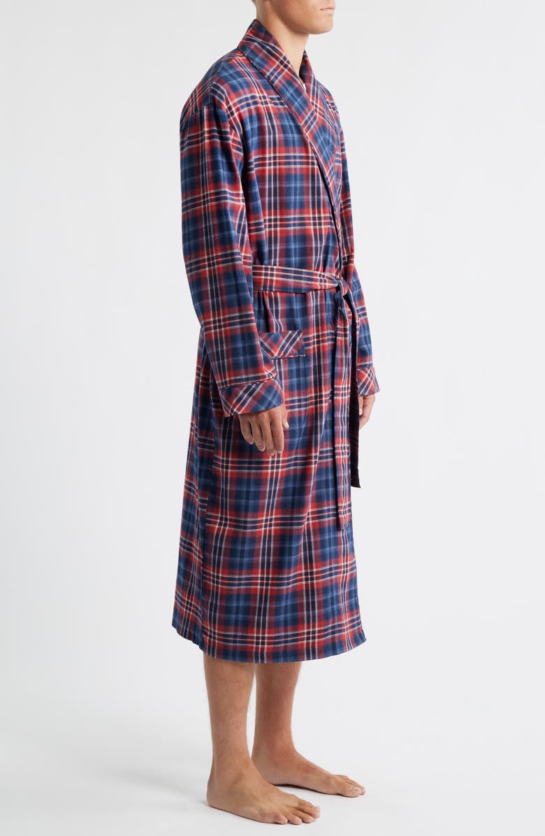 Majestic International Time Out Flannel Robe, Alternate, color, Navy/ Red