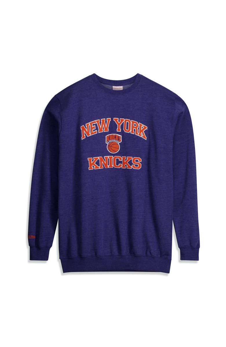 Mitchell & Ness Men's Mitchell & Ness Heather Blue New York Knicks Hardwood Classics Big & Tall Crewneck Sweatshirt, Main, color, Heather Blue