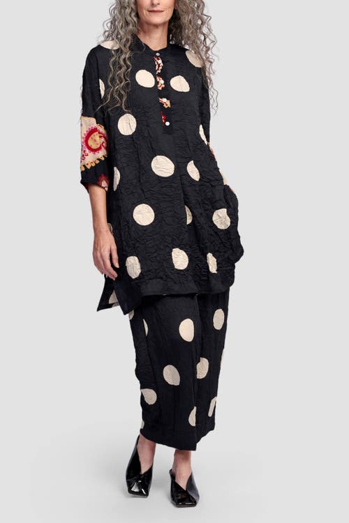 ALEMBIKA ALEMBIKA POLKA DOTS MIXED PRINT TUNIC WITH MANDARIN COLLAR