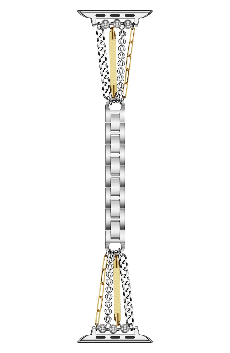 The Posh Tech Leo Mixed Chain Stainless Steel Apple Watch<sup>®</sup> Bracelet Watchband, Main, color, Silver/ Gold