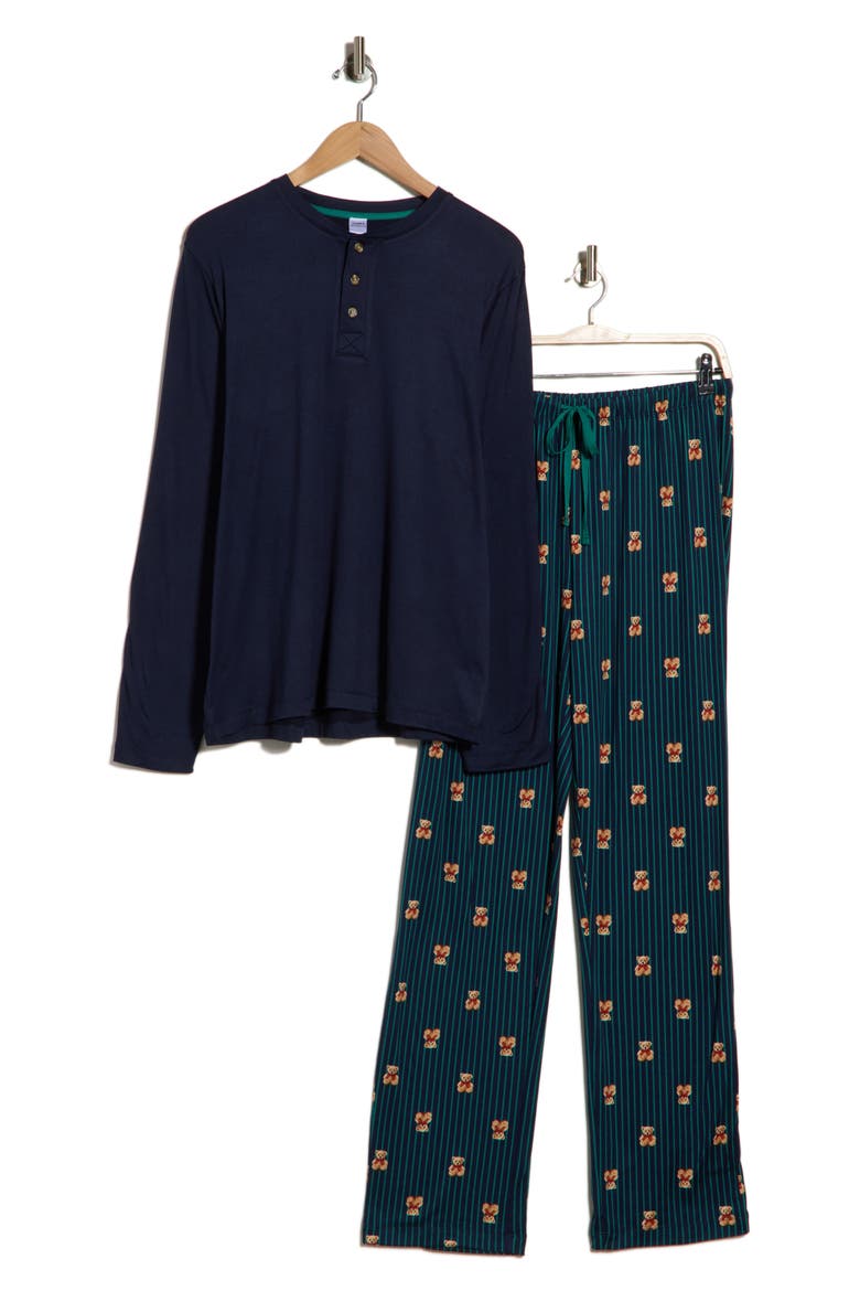 Henley Pajama Set, Alternate, color, BLUE SPRUCE BEARS
