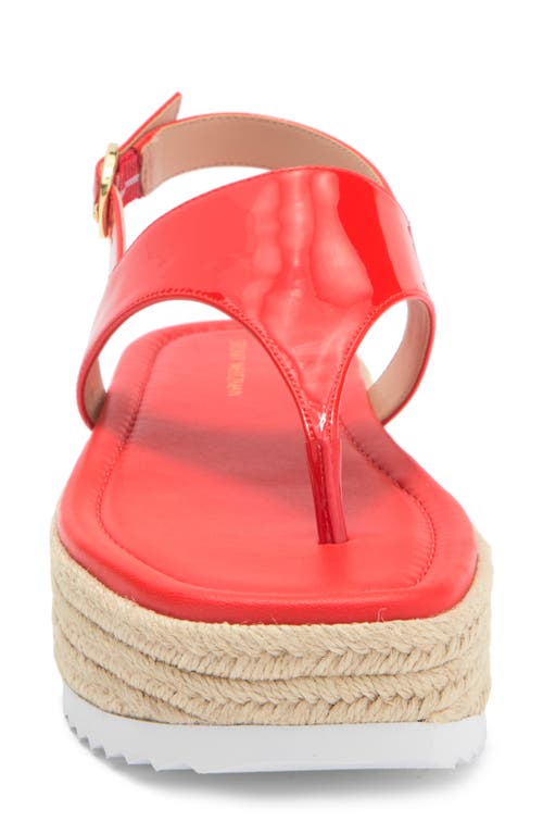 Stuart Weitzman Mel Patent Espadrille Flatform Sandal In Rojo
