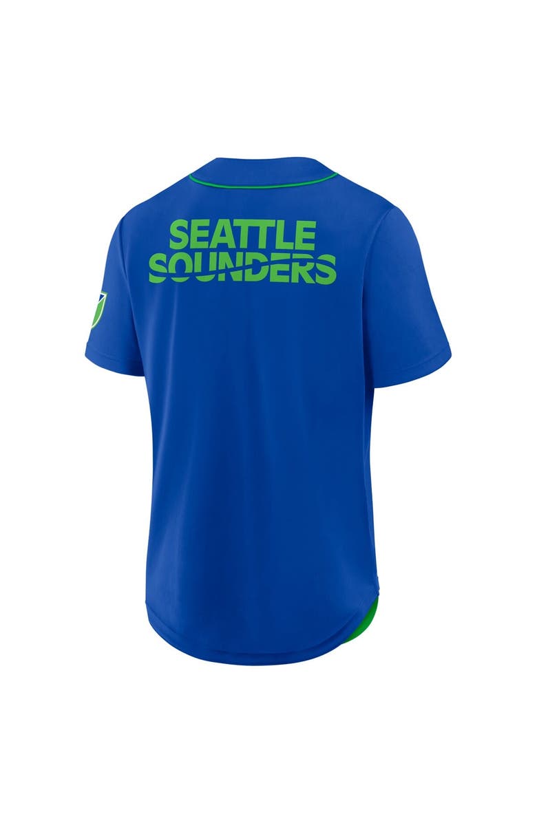 FANATICS Men's Fanatics Blue Seattle Sounders FC Injury Time Baseball Jersey, Alternate, color, 