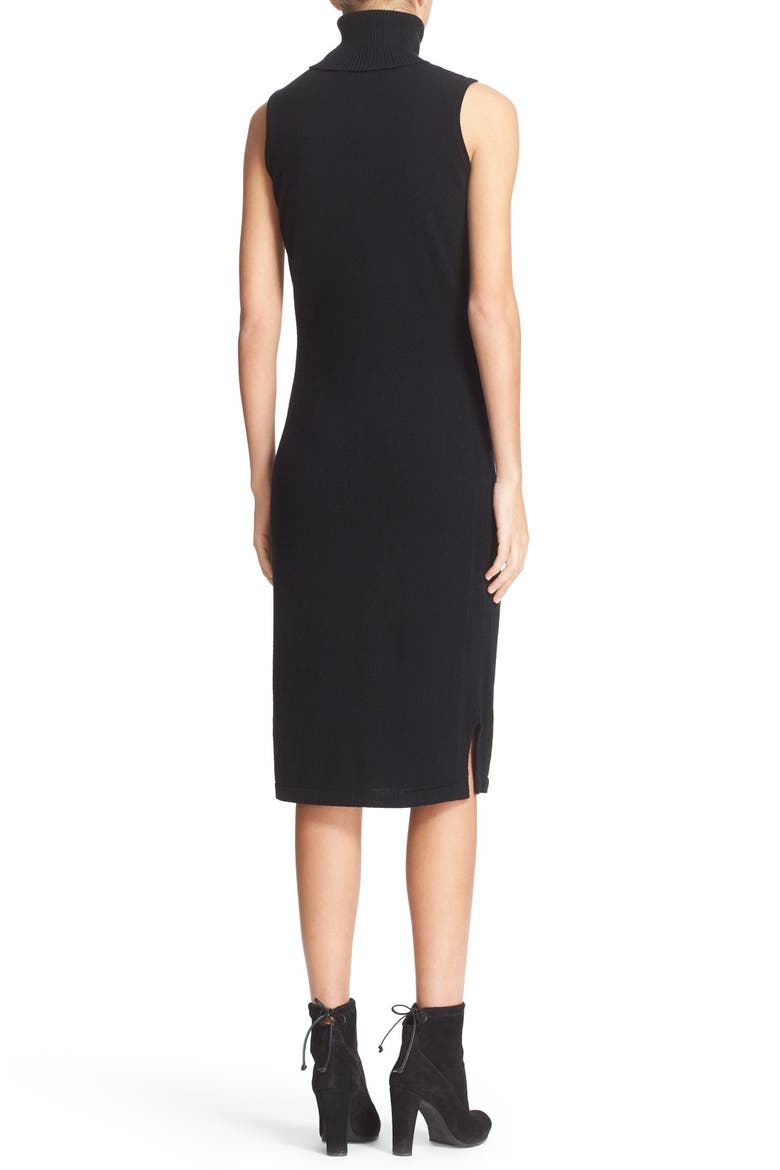 Sleeveless Turtleneck Cashmere Sheath Dress, Alternate, color, BLACK