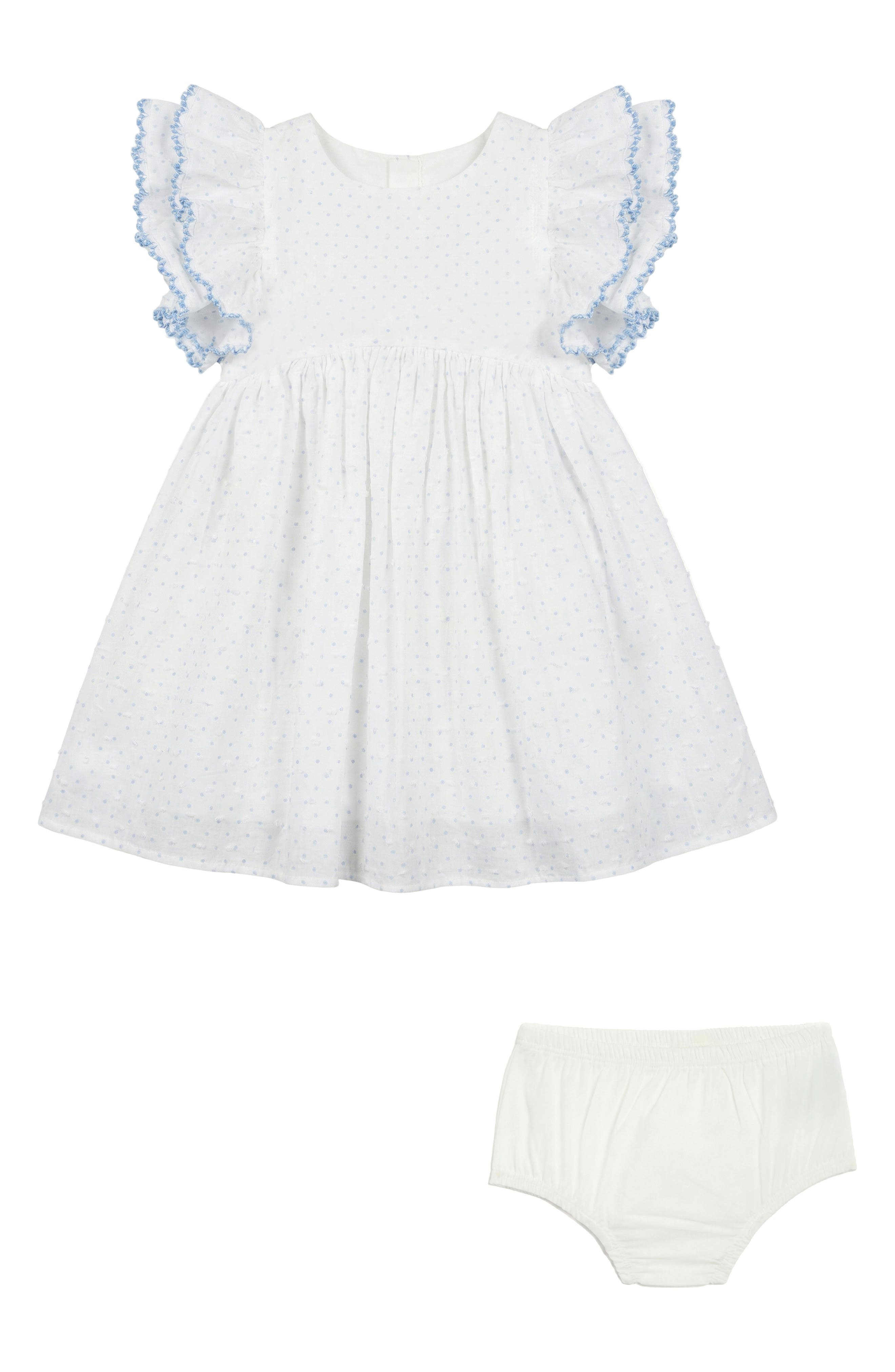 Pippa & Julie Dot Ruffle Sleeve Dress & Bloomers Set
