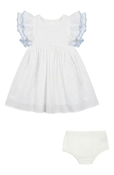 Dot Ruffle Sleeve Dress & Bloomers Set (Baby)