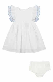 Pippa & Julie Dot Ruffle Sleeve Dress & Bloomers Set