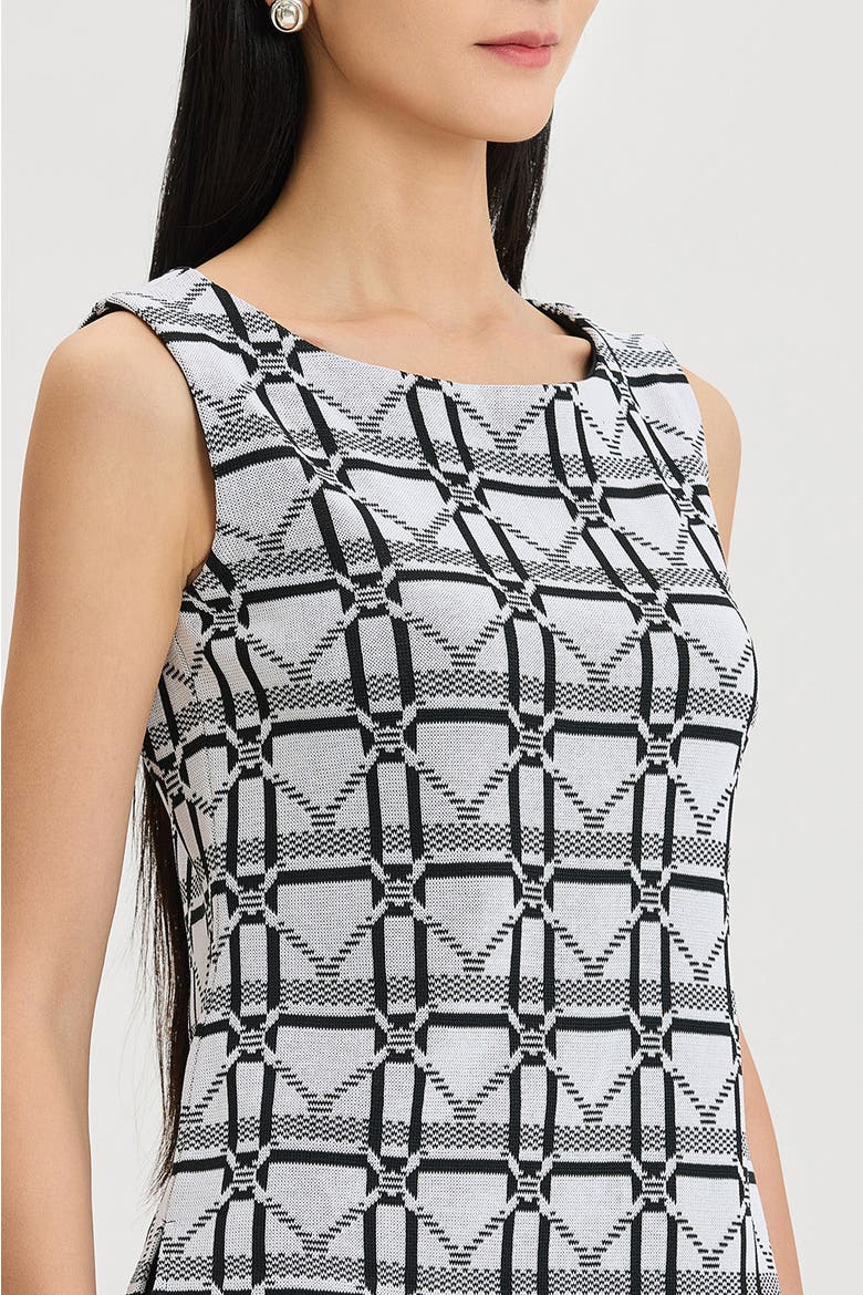 Monochrome Geometric Knit Tank, Alternate, color, Ivory/Black