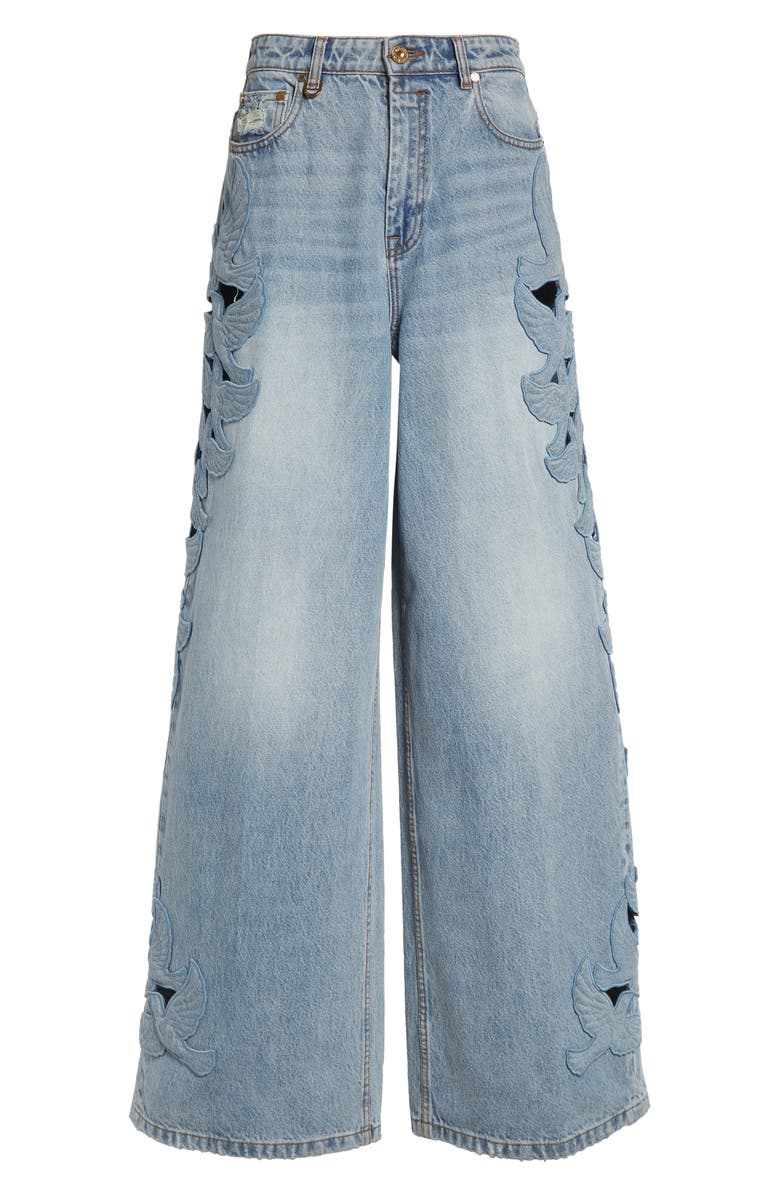 Zimmermann Alchemy Appliqué Relaxed Flare Leg Jeans, Alternate, color, Sea Foam