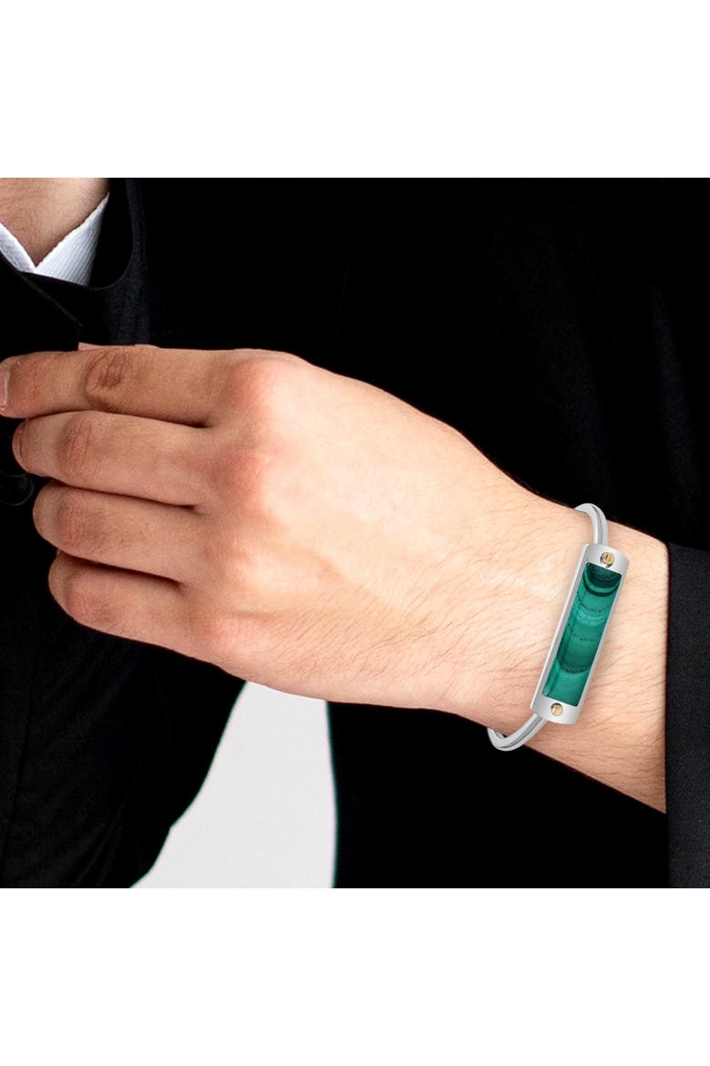 Big ID Malachite Sterling Silver Men Cuff Bracelet, Alternate, color, Silver