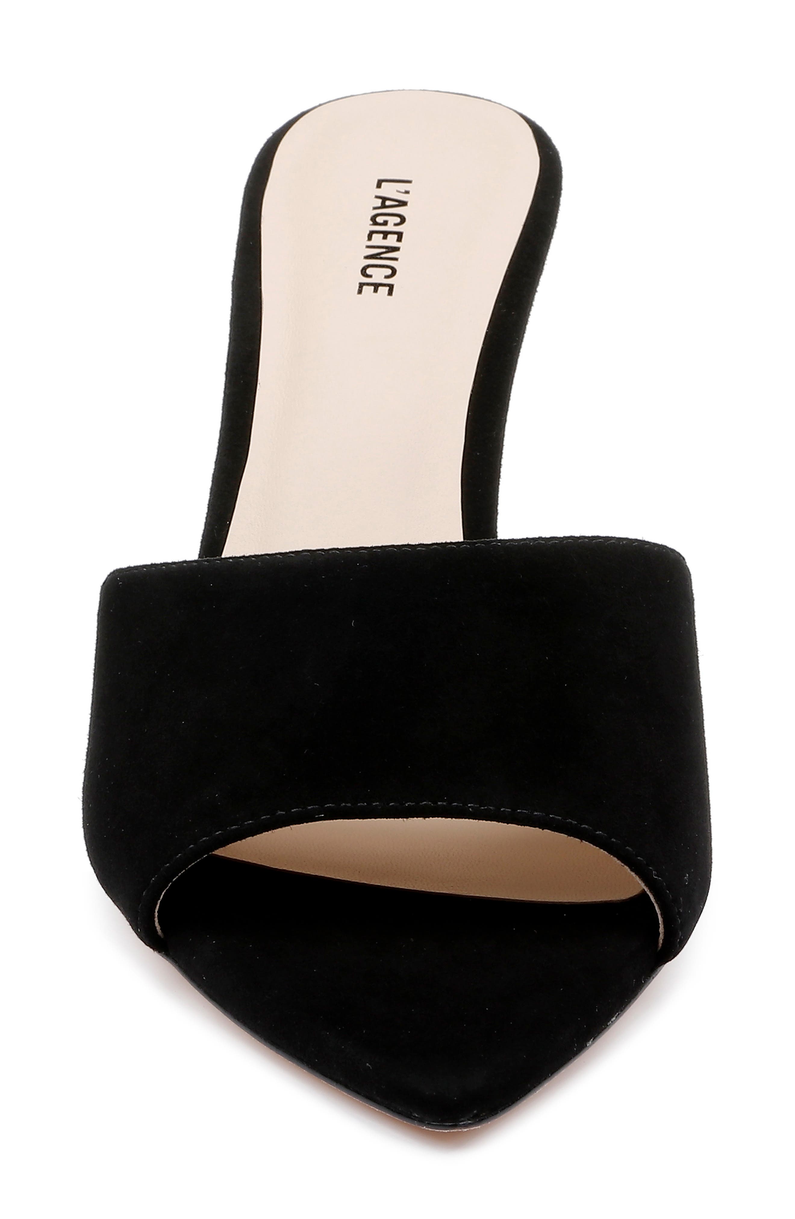 L'AGENCE Lolita Pointed Toe Sandal, Alternate, color, Blacksuede
