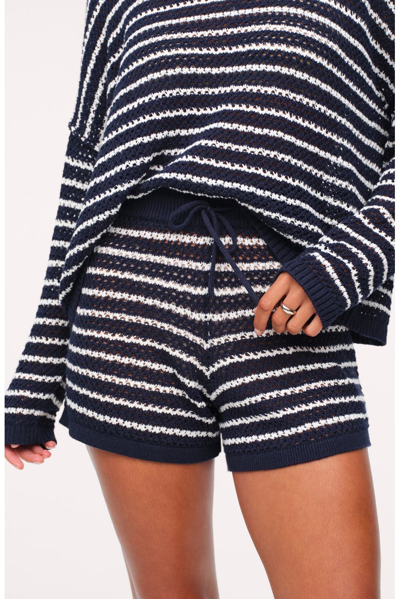 Stripe Open Knit Shorts, Alternate, color, DARK NAVY STRIPE