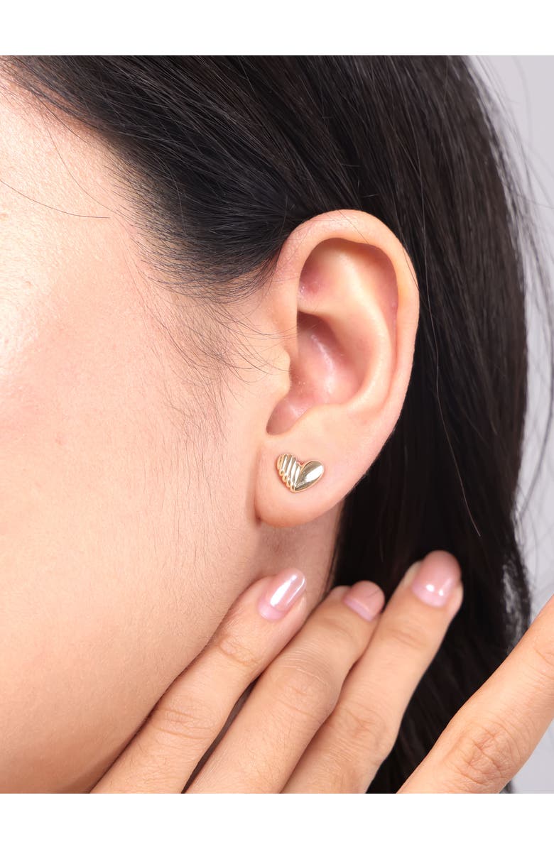 DEVATA Sweet Heart Stud Earrings in 14K Gold, 7mm, Alternate, color, Yellow Gold