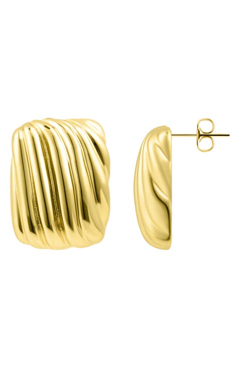 Rectangle Wavy Stud Earrings