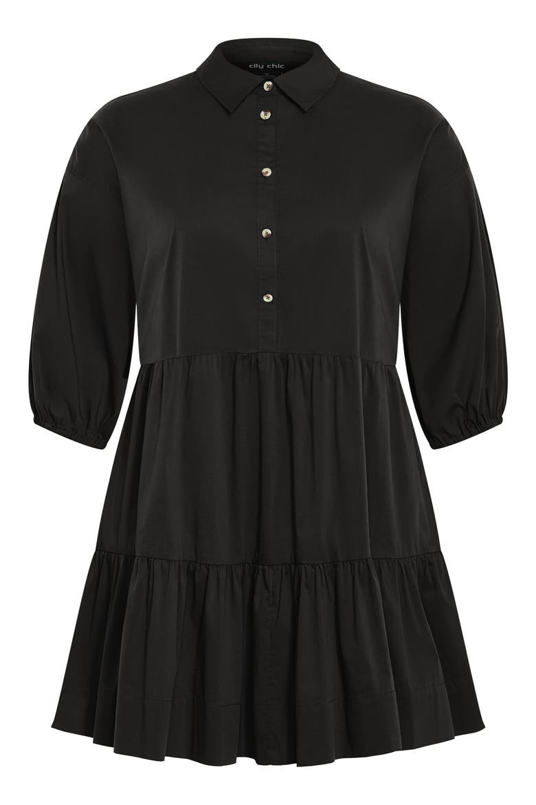 Vanessa Tiered Shirtdress, Alternate, color, BLACK