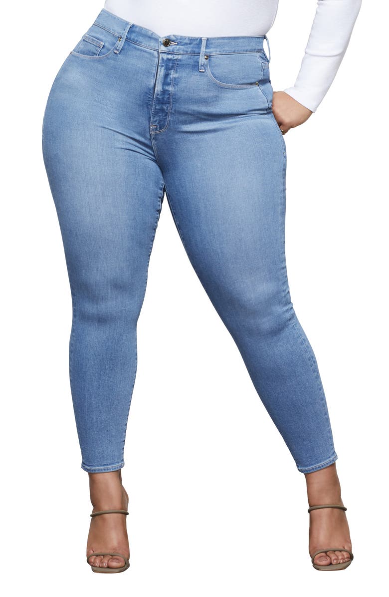 Good American Good Legs Notched High Waist Ankle Skinny Jeans, Alternate, color, 