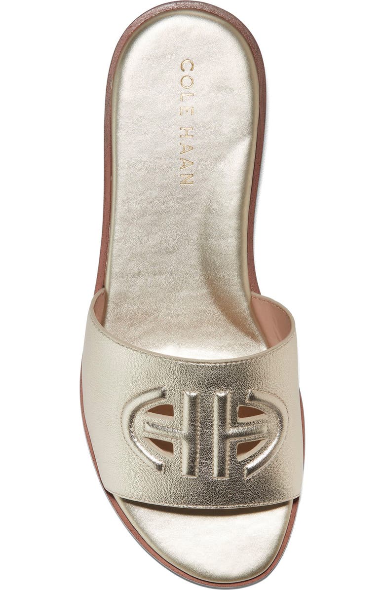 Cole Haan Flynn Logo Slide Sandal, Alternate, color, Gold Leather