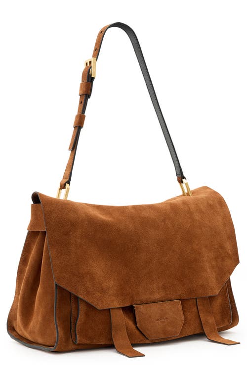 Shop Allsaints Ursa Nubuck Leather Satchel In Cognac Brown