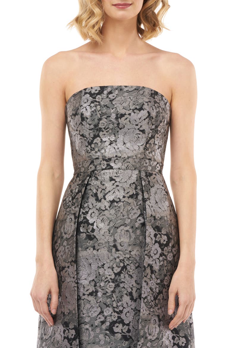 Paloma Strapless Jacquard Gown, Alternate, color, SILVER MULTI