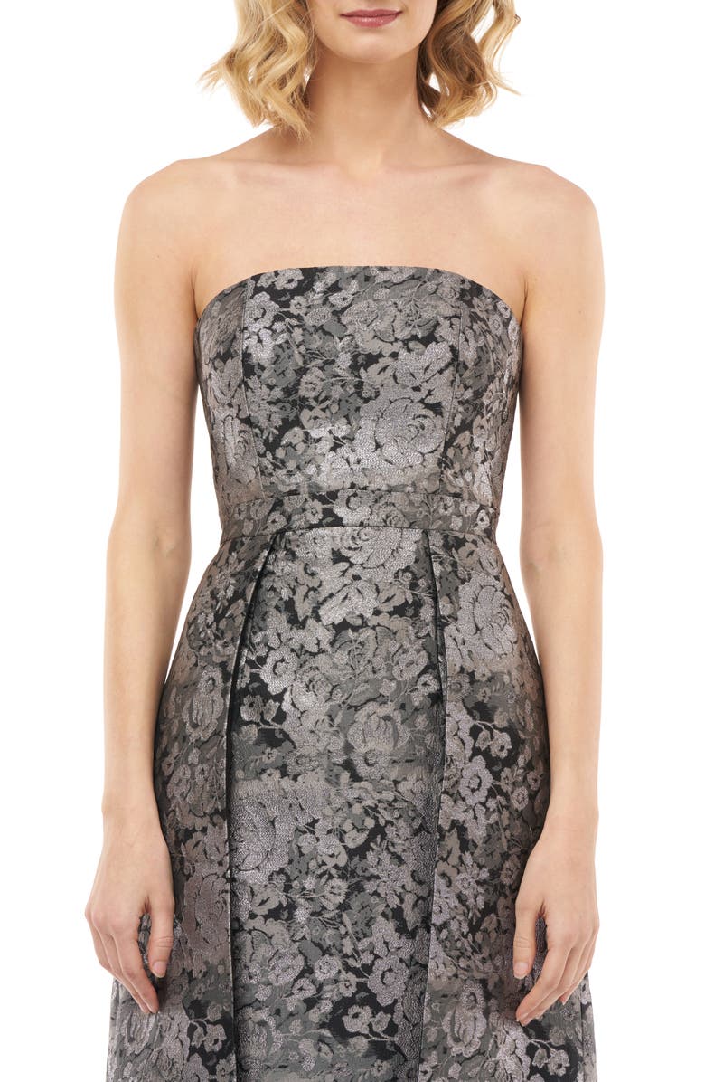 Kay Unger Paloma Strapless Jacquard Gown, Alternate, color, 