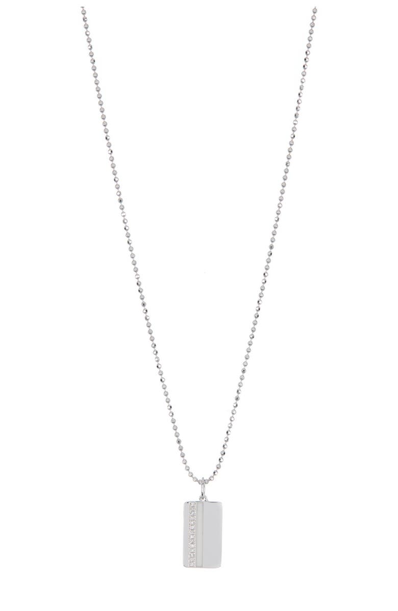 EF Collection 14K White Gold Diamond & Enamel ID Tag Necklace - 0.04 ctw, Main, color,