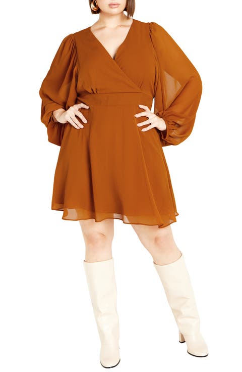 Dylan Long Sleeve Minidress (Plus)