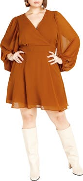 City Chic Dylan Long Sleeve Minidress