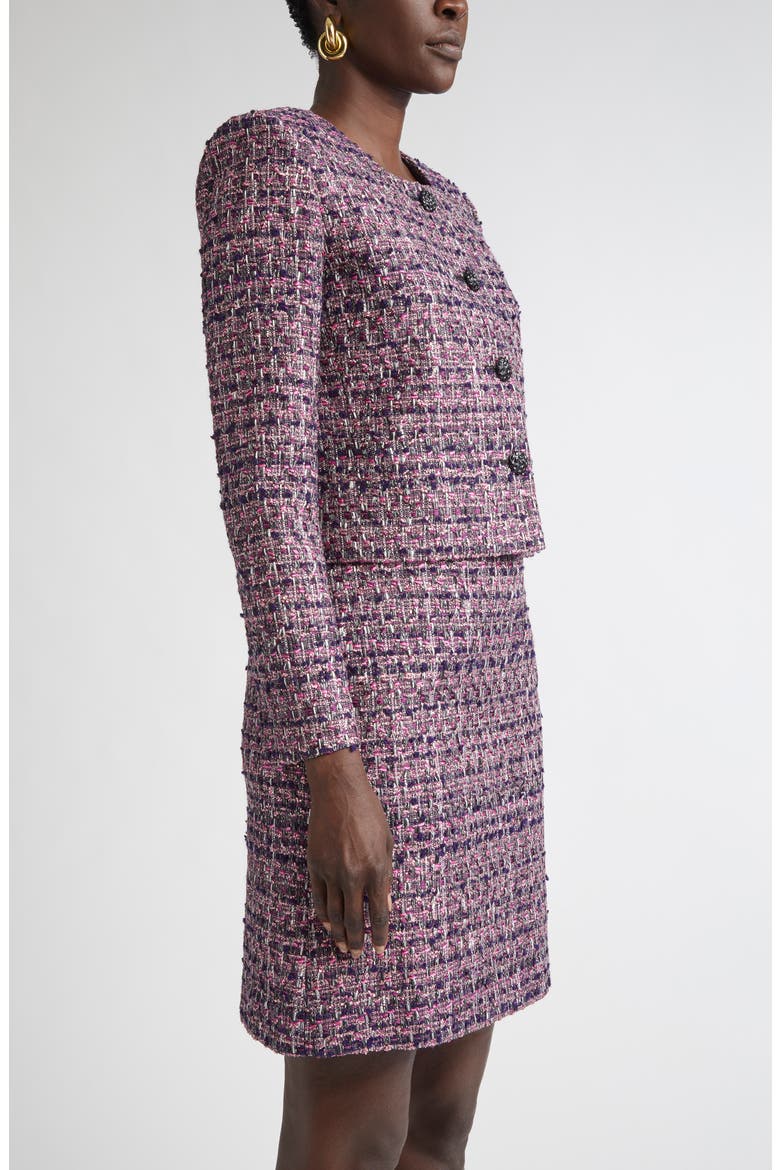Metallic Tape Tweed Crop Jacket, Alternate, color, ROSE QUARTZ/ BOYSENBERRY MULTI
