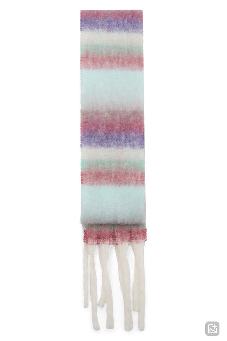 Striped Knit Fringe Scarf, Main, color, BLUE