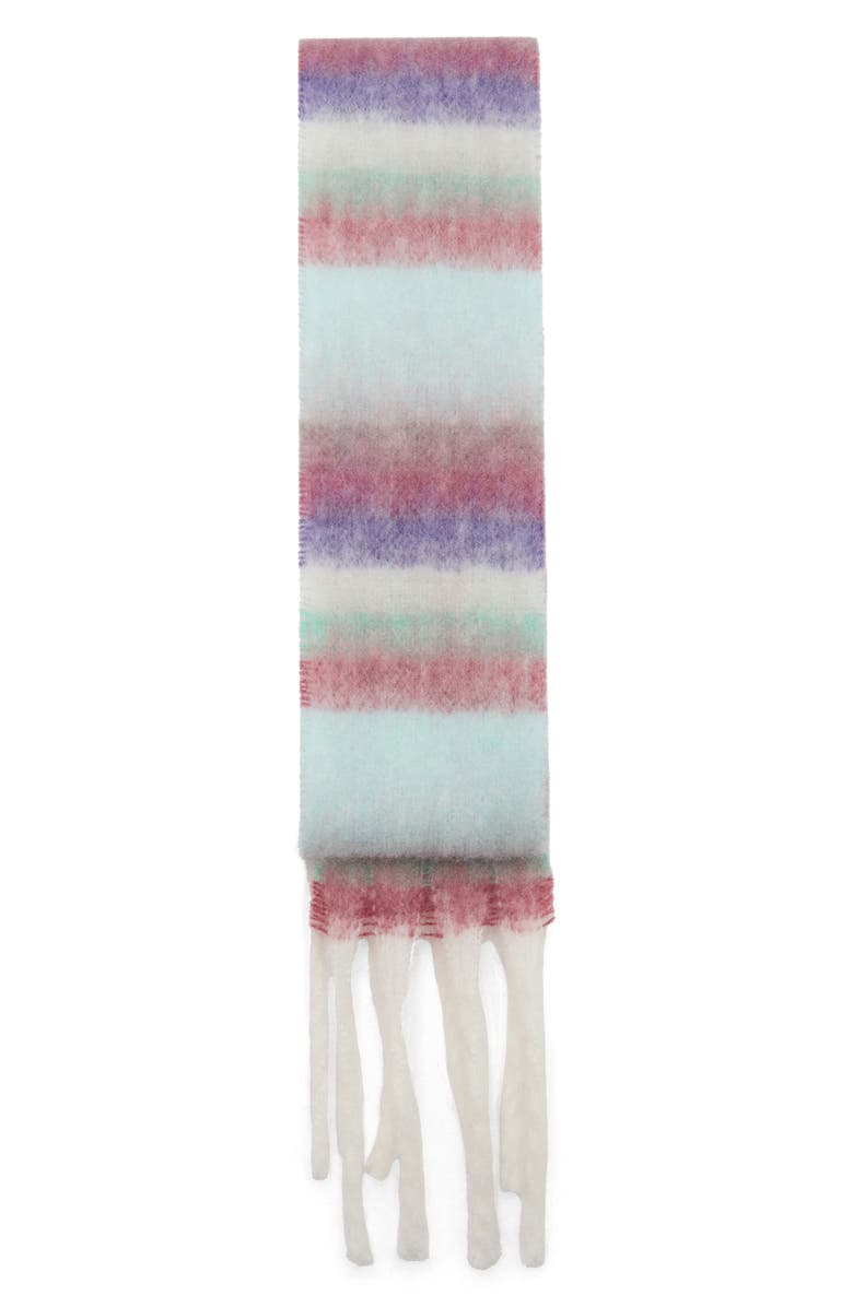 MANGO TEEN Striped Knit Fringe Scarf, Main, color, Blue