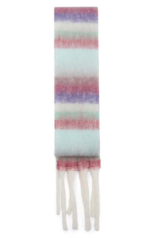 Mango Teen Striped Knit Fringe Scarf In Blue