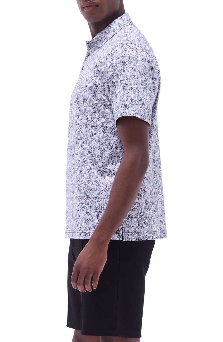 Bugatchi Victor OoohCotton<sup>®</sup> Leaf Print Polo, Alternate, color, Black