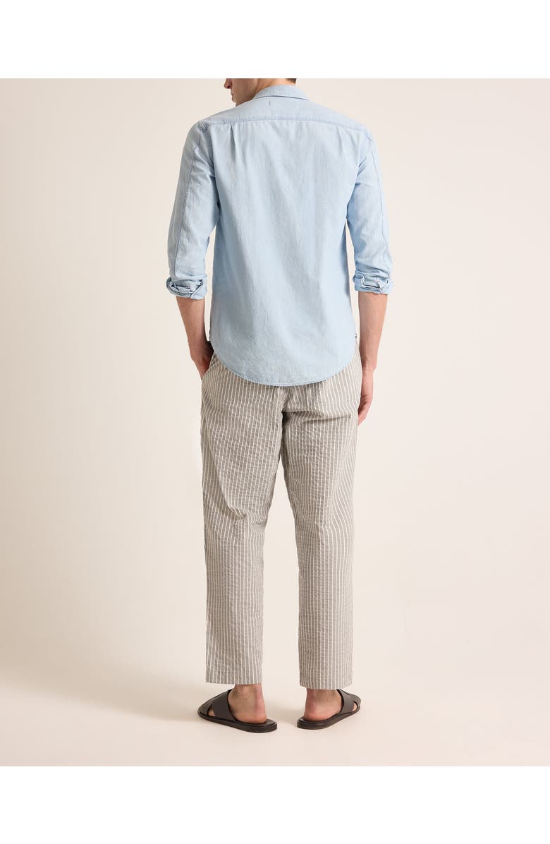 Orlebar Brown Sonoran Seersucker Relaxed Fit Seersucker Stripe Trousers, Alternate, color, Elephant Grey/Latte Stripe