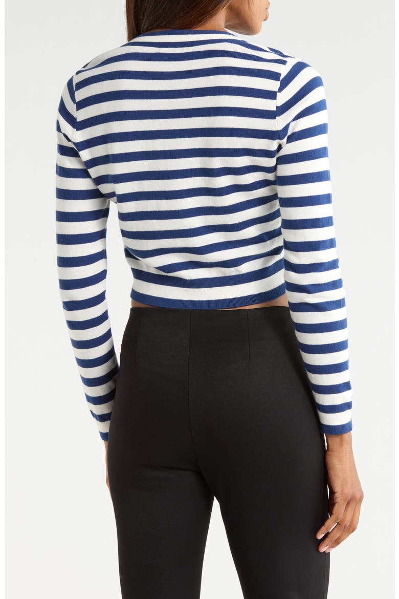 Grace Shrunken Cardigan Sweater, Alternate, color, INDIGO/ SOFT WHITE