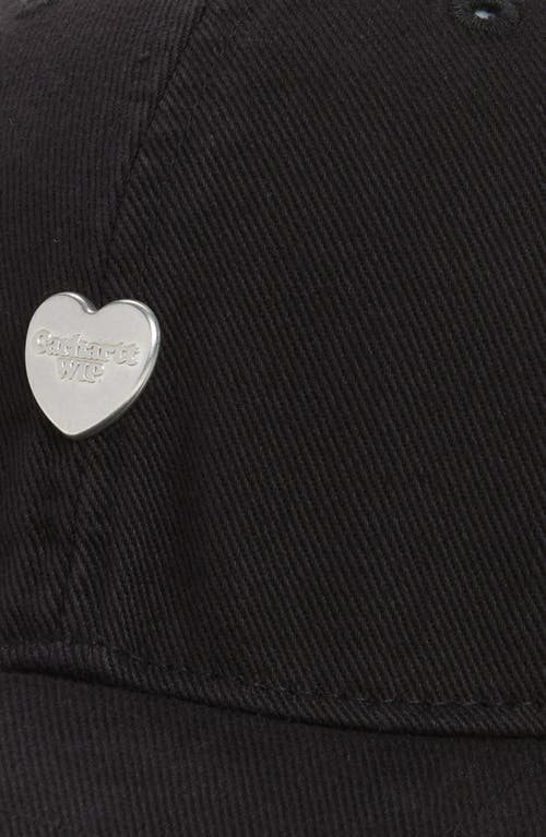 Carhartt Work In Progress Heart Adjustable Cotton Twill Baseball Cap In Black