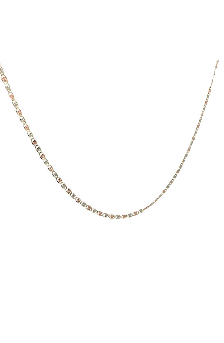 Ancona Jewelry 14K Tri Color Gold Valentino Heart Link Necklace, 20" 2.6mm, Alternate, color, Yellow