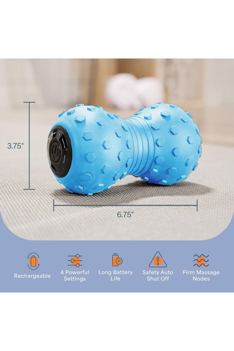 Velocity Vibrating Peanut Massage Ball  4Speed Deep Tissue Recovery Roller, Alternate, color, Blue