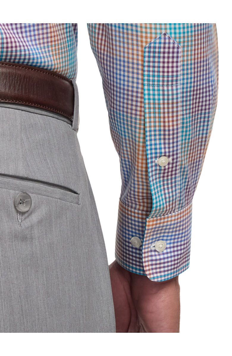 Paul Fredrick Slim Fit Comfort Stretch Non-iron Tattersall Dress Shirt With Contrast Trim, Alternate, color, Multi