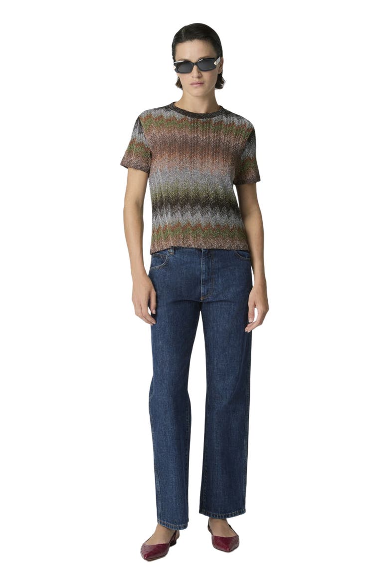 Viscose Lamé Crew-neck T-shirt With Snake Motif, Main, color, Multicoloured