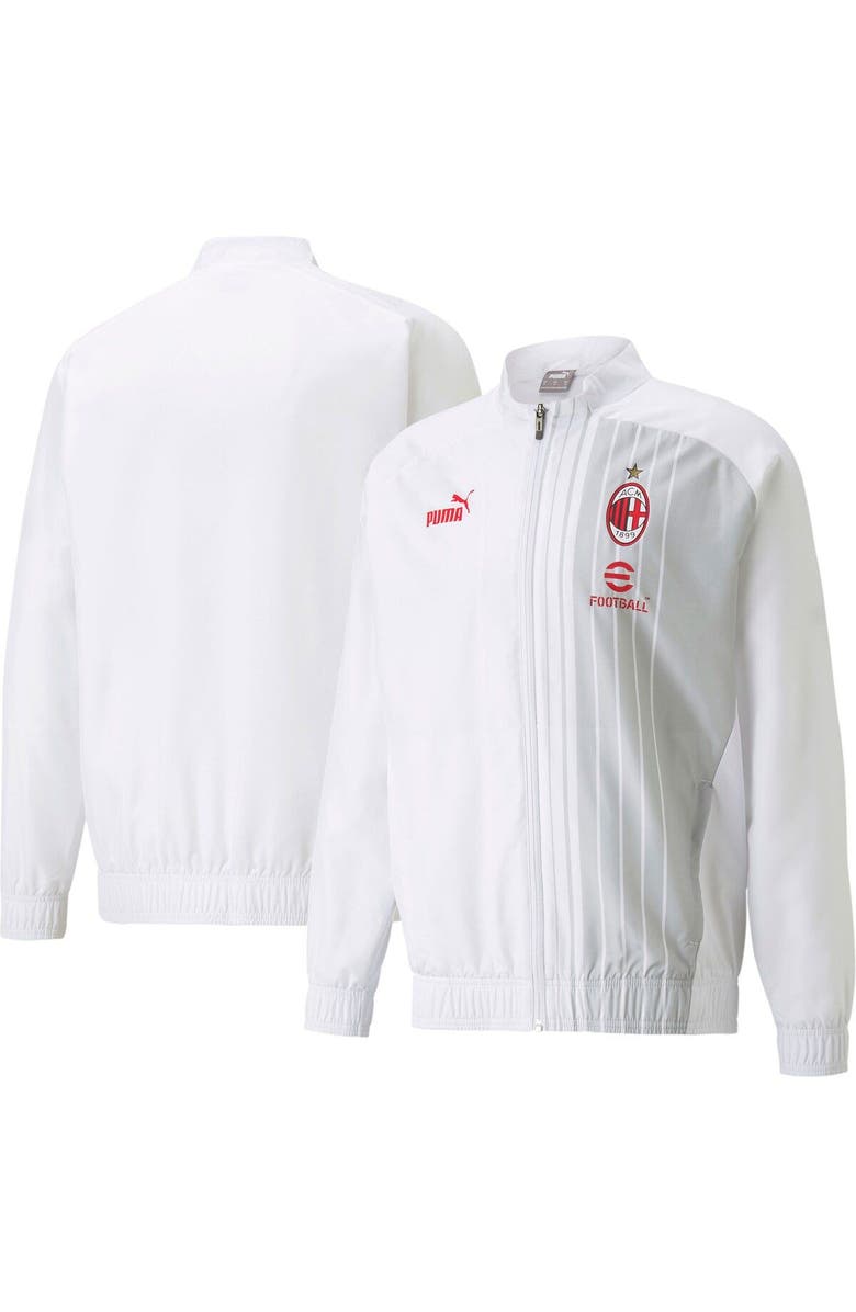 PUMA Men's Puma White AC Milan 2022/23 Pre-Match Full-Zip Jacket, Main, color,