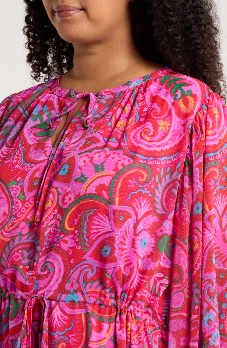 SUGARLIPS Anais Paisley Long Sleeve Georgette Midi Dress, Alternate, color, Fuchsia-Multi