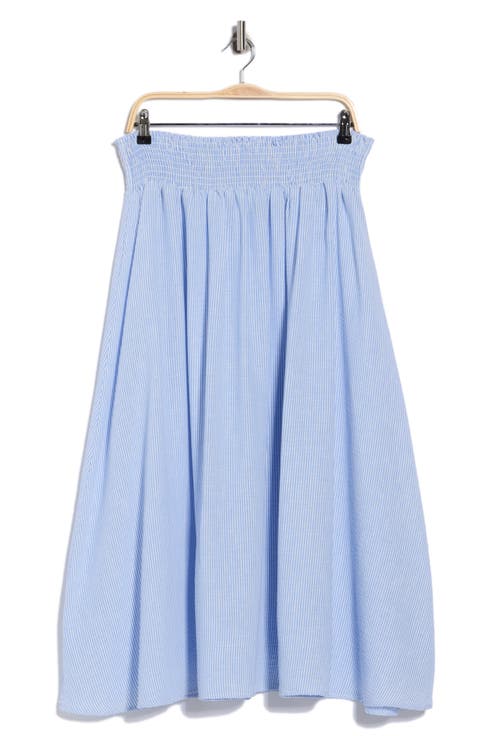 Pinstripe Smocked Waist Cotton Blend Skirt (Plus)