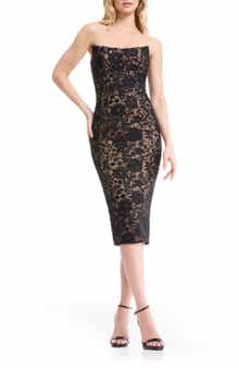 Dress the Population Cosette Strapless Lace Corset Cocktail Dress
