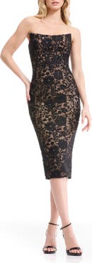 Dress the Population Cosette Strapless Lace Corset Cocktail Dress