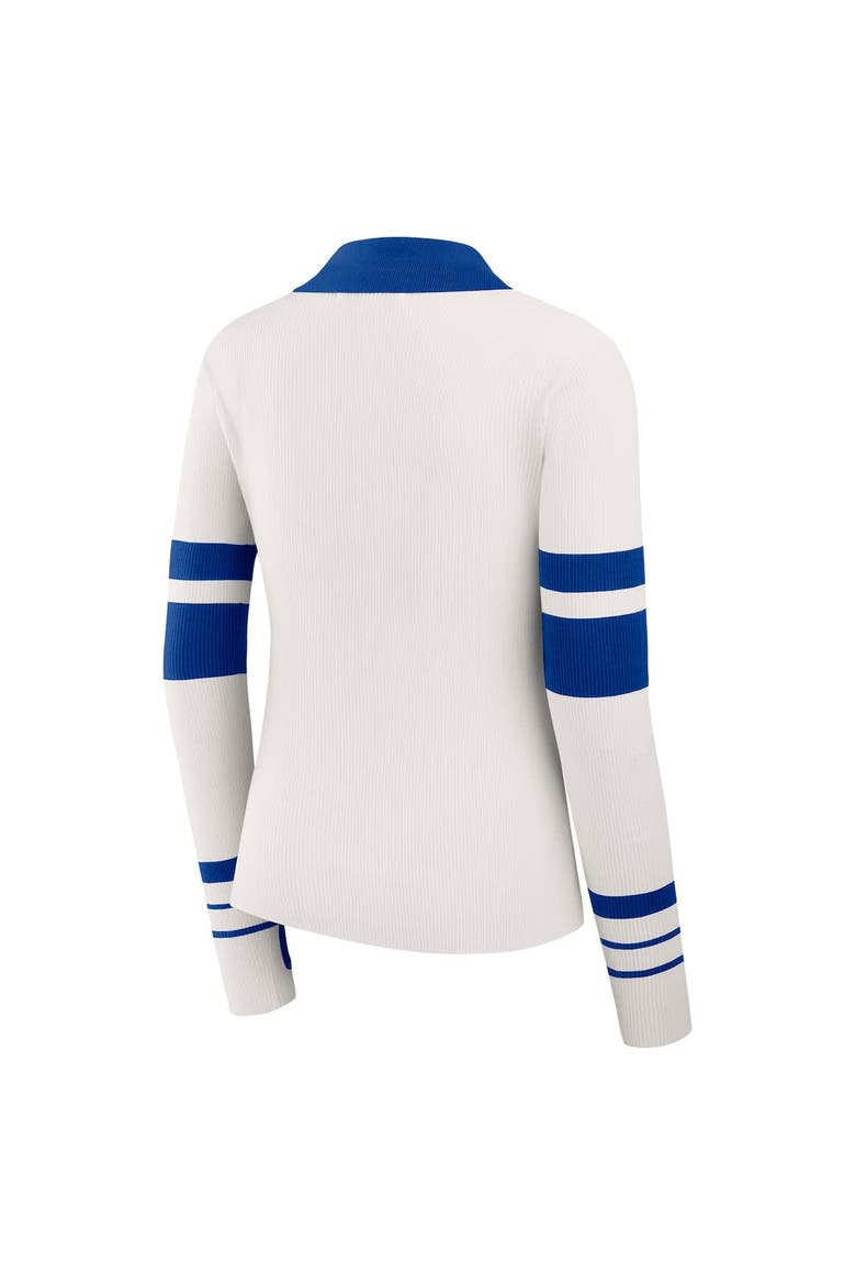Women's WEAR by Erin Andrews White Buffalo Bills Ribbed Henley Polo Sweater, Alternate, color, White