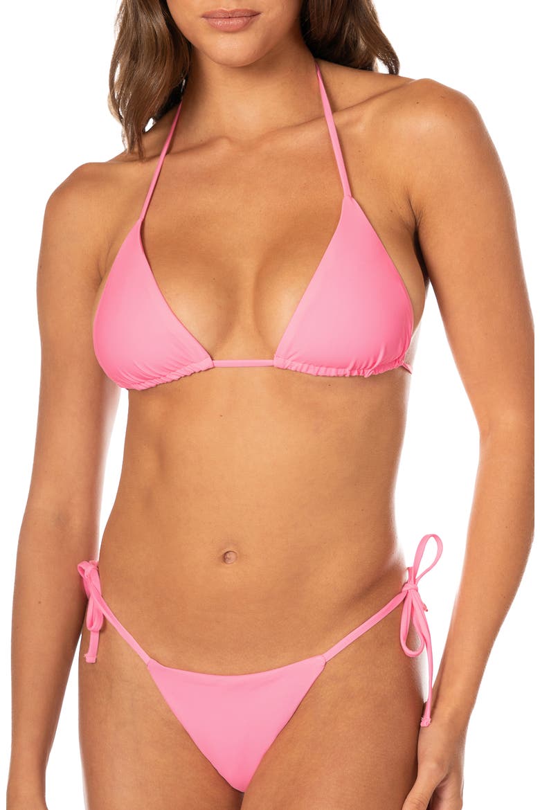 Balmy Triangle Bikini Top, Alternate, color, PINK