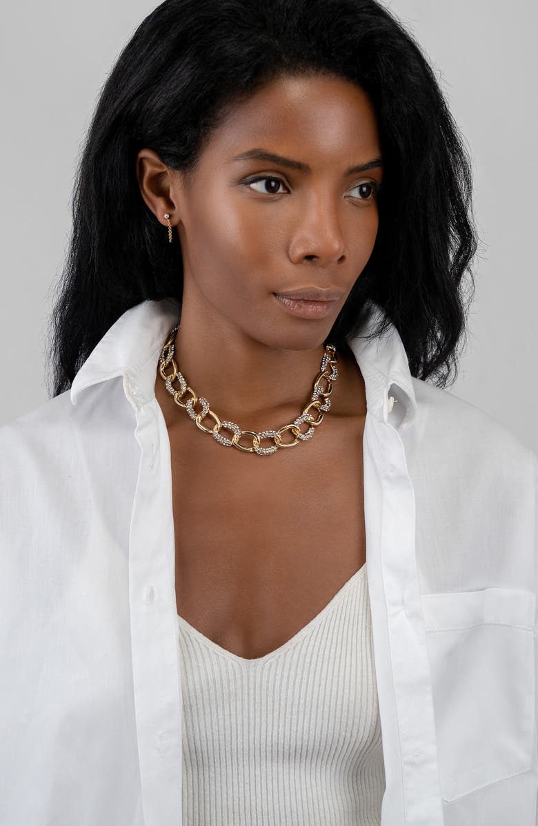 Adornia Pavé Crystal Chain Collar Necklace, Alternate, color, 