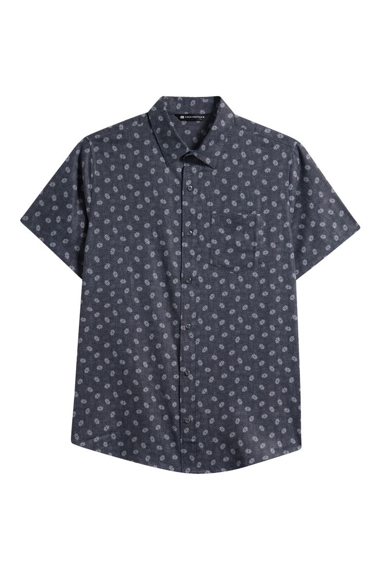 Grey Wind Short Sleeve Button-Up Shirt, Alternate, color, HEATHER BLACK